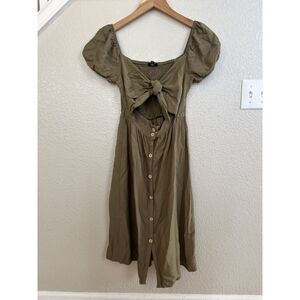 Blashe‎ Tie Front Button Down Olive Dress Small